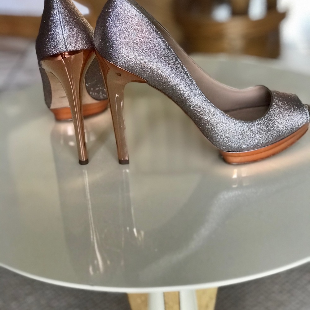BCBGMAXAZRIA Rose Gold Peep Toe Heel